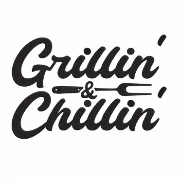 Design Șorț Brodat Text Grillin & Chillin Cadou Special Femei Bărbați Bucătar Grill Barbeque