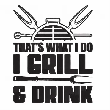 Design Șorț Brodat Text Grill & Drink Cadou Special Femei Bărbați Bucătar Bucătărie Grill Barbeque Petrecere