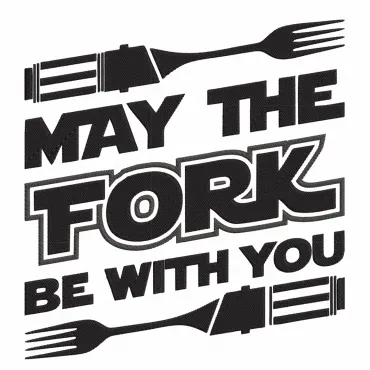 Design Șorț Brodat Text May The Fork Cadou Special Femei Bărbați Bucătar Grill Barbeque Petrecere