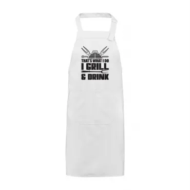 Șorț Brodat Text Grill & Drink Cadou Special Femei Bărbați Bucătar Bucătărie Grill Barbeque Petrecere